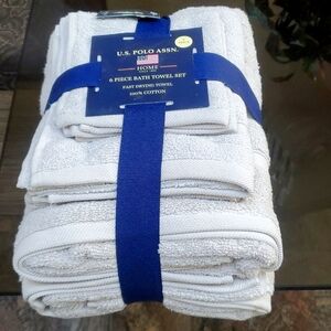 BNWT US Polo Assn. 6 piece bath towel set gray sizes listed in photos